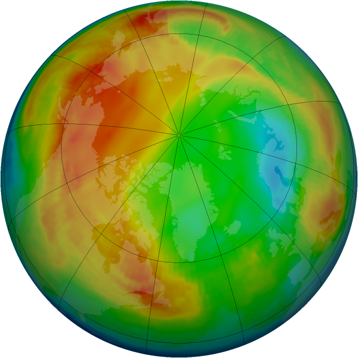 Arctic ozone map for 22 January 1998